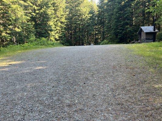 Empty parking lot due to Major washout