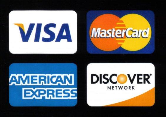 We take all major credit cards