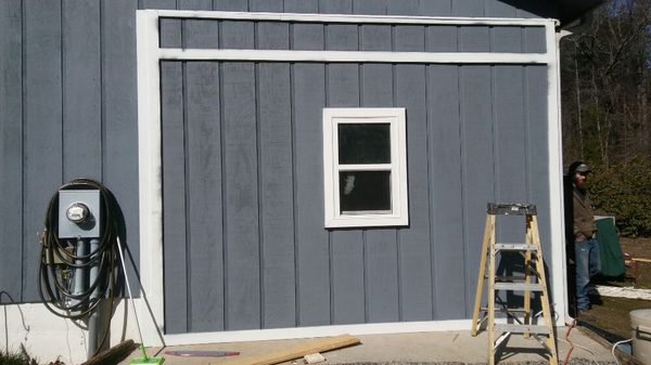 Side wall of enclosed carport