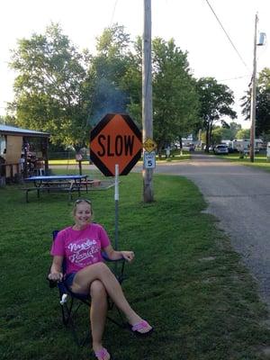 We do ask all our camper friends to observe our 5 mile per hour speed limit:) We love our children.