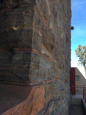 Close up of the building stonework.