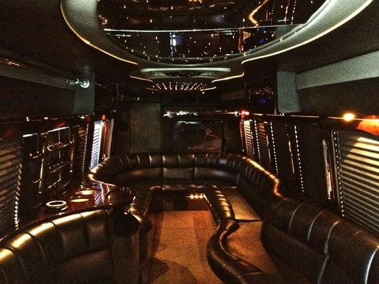 Black TurtleTop Limo Bus Inside