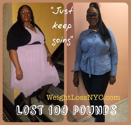 She lost 100 lbs with Dr Aron's guidance