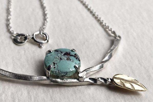 Wildly one of a kind Necklaces (14k Yellow Gold, Silver, and Turquoise)