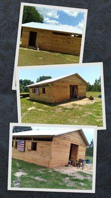 Horse barn in long county I built from light poles & all rough cut lumber