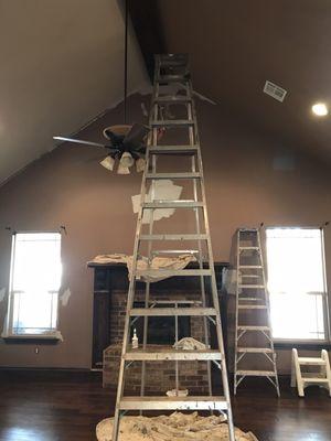 Before/after huge room with 18 foot ceilings