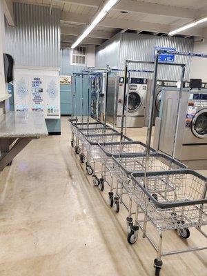 Our army of carts are ready to transport your laundry.