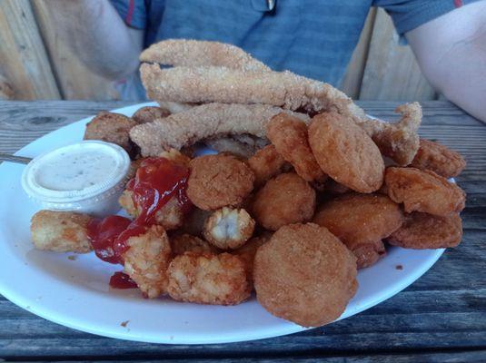 all you can eat catfish with tater tots and fried squash