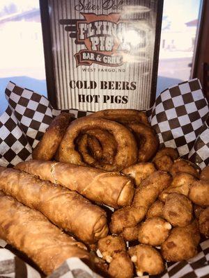 Onion rings and our handmade Throttle Grips. The Throttle Grips were listed as the #1 thing to eat in the FM area