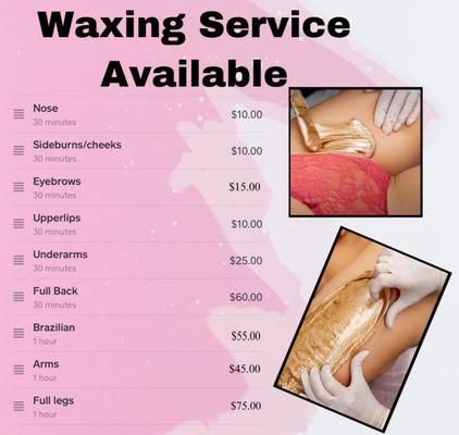 Waxing Service PRICING