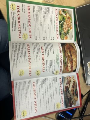 Front of menu