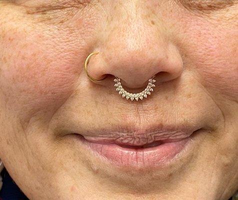 Septum piercing done by Sam