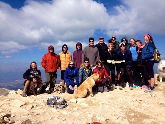 Mount Sherman climb Labor Day 2014!  Inspired Fitness students, family and friends.  80 MPH winds made it a challenge but we ...