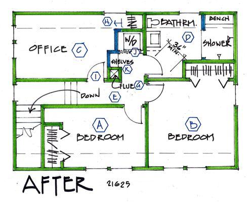 The bathroom was way too tight and so I "created" space by modifying the hallway