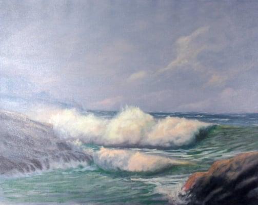 Beautiful Oil on Canvas of ocean.