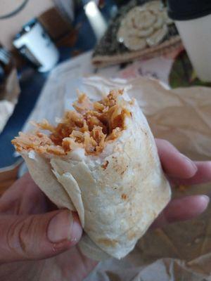 Half of a breakfast burrito