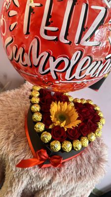 red heart bouquet