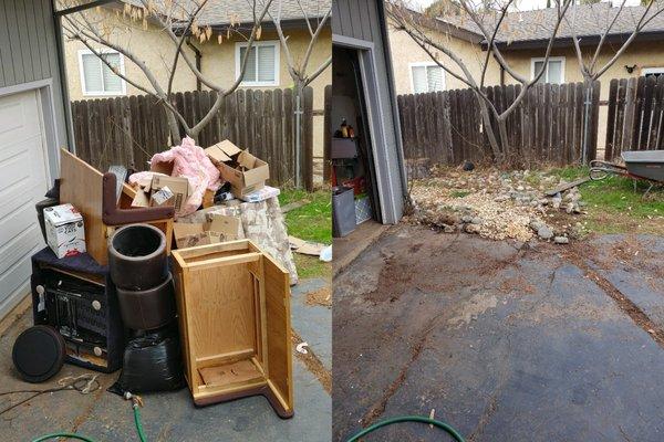 Before and after trash cleanup.