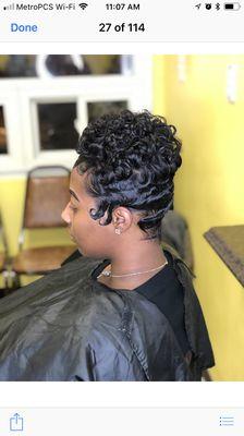 Finger waves done by Stylist Cherina you can book an appointment with her at 215-439-9416