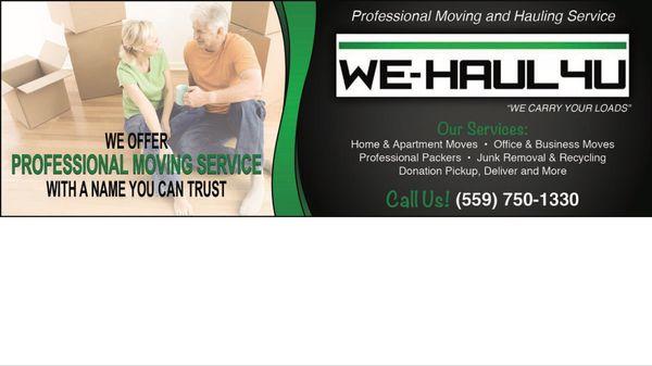 We-Haul4u, a Professional Local Moving and Hauling Company that offers Home and Office Movers, Donation Pick-Ups, and Moving Labor Services.