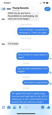 Messages from me and seller