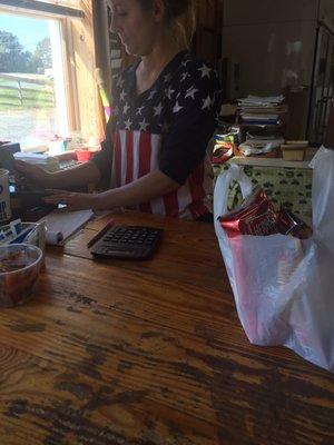 Friendly Amish girl at the counter...ok maybe she wasn't Amish but a lot of stuff they sell is made by the Amish.