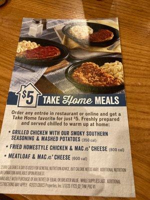 New "Take Home" meals...