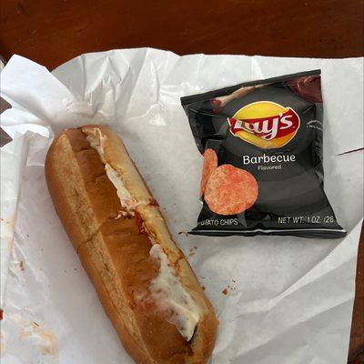 Meatballs Sub and BBQ chips