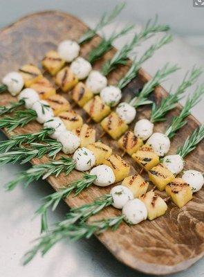 Rosemary mozzarella grilled piña skewers