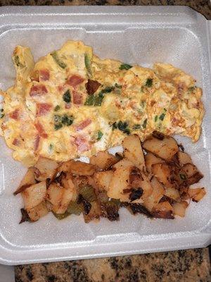 Garden omlete with breakfast potatoes to-go