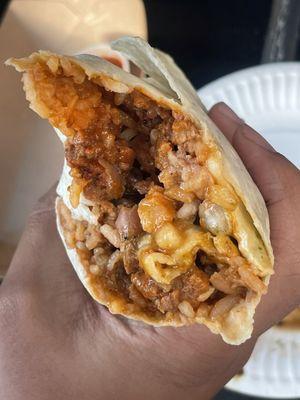 Inside the Al pastor burrito. $10