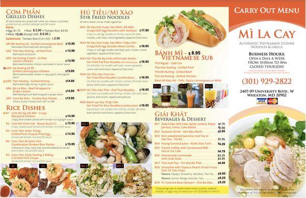 Carryout Menu Updated May 2023