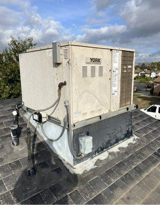 Before picture of gas unit, new Heat-pump roof top unit installation on next pictures..