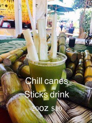 Cane juice and sticks to munch on