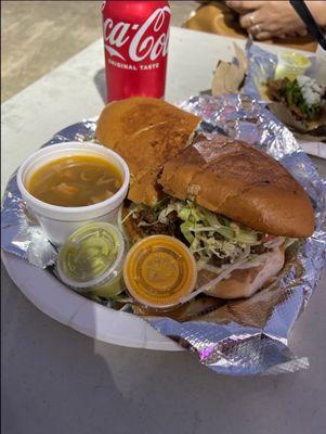 Fajita Torta, Charro Beans