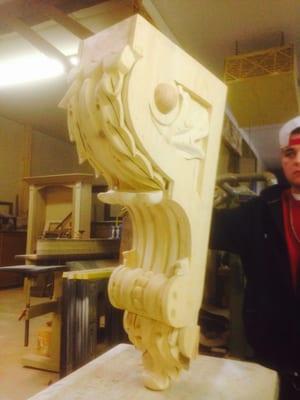 Large carved corbel to match existing fo a Brooklyn , NY brownstone renovation