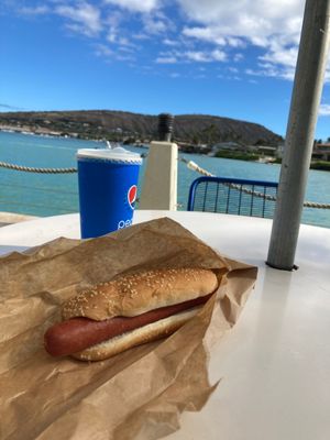 The best way to wait for Costco tire service. A $1.50 hotdog and soda on the Marina. Beats Iwilei every time.