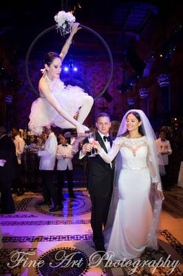 Our Aerial Champagne Service during Cipriani Wedding Cocktail Hour!