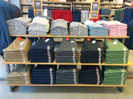 A men's clothing table.