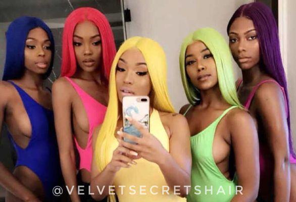 Custom Candy Colored 100% Remy Human Hair Lace Wigs