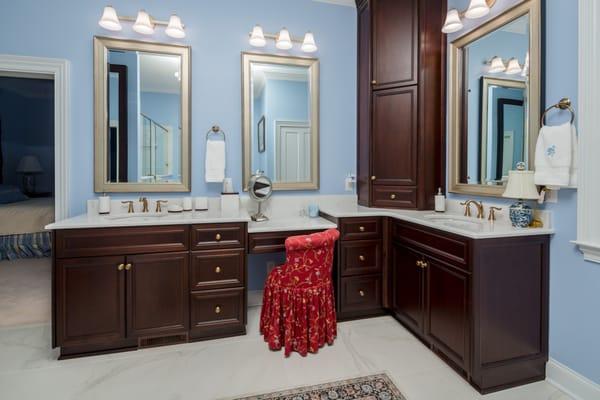 A finished bathroom remodeling job! Used with permission from Merit Flooring, Kitchen, and Bath.