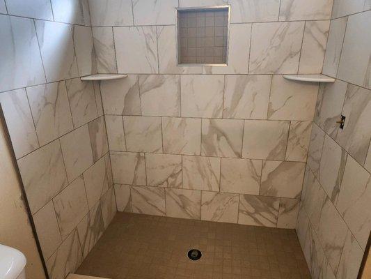 Tiled shower our team did.