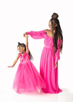 Mother and daughter dancing