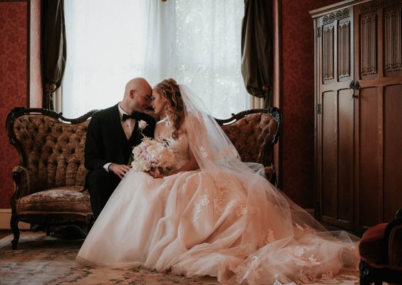 Romantic bride and groom photo