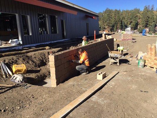 Retaining wall at Bear Mountain Ski academy in Big Bear California.