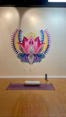 Our beautiful lotus imagined by our studio owner & brought to life- hand painted by a local young artist; Dominique