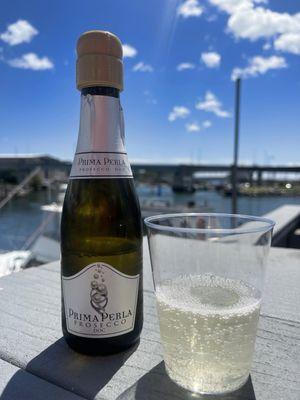 Sparkling Prosecco on a beautiful day by the water.