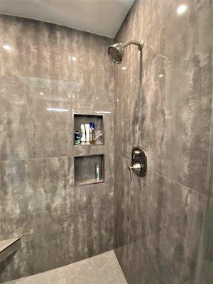 En Suite bath in McLean - dual showerheads in walk-in shower