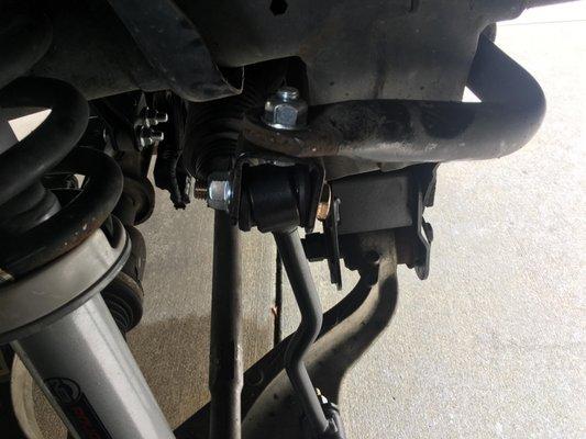 Sway bar link installed upside down and on the wrong side, then lied to about it.