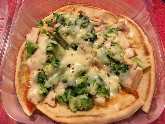 Chicken, broccoli, and Thai peanut sauce panniza